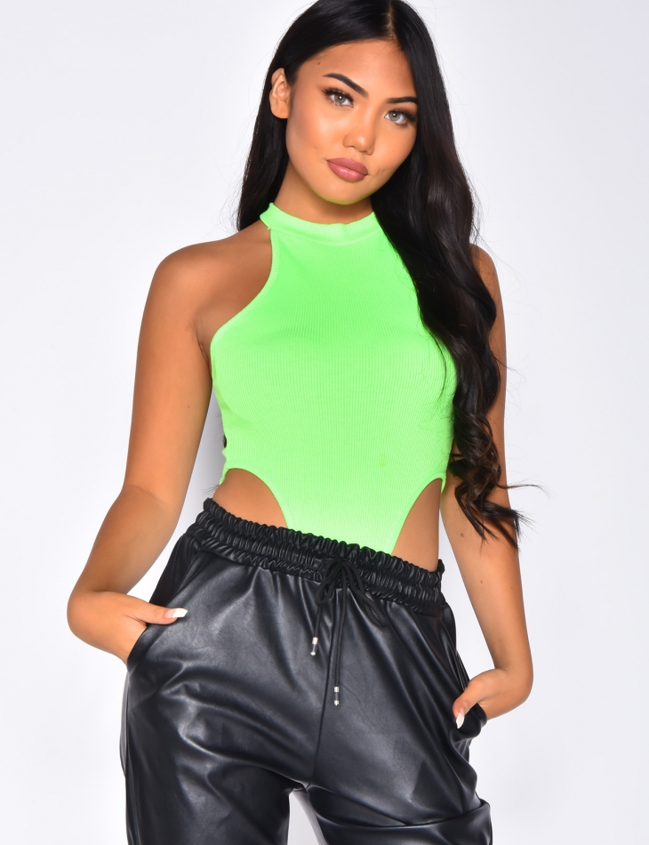 Fluorescent Scoop and Ribbed Bodysuit