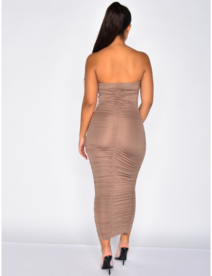 Long Ruched Bustier Dress