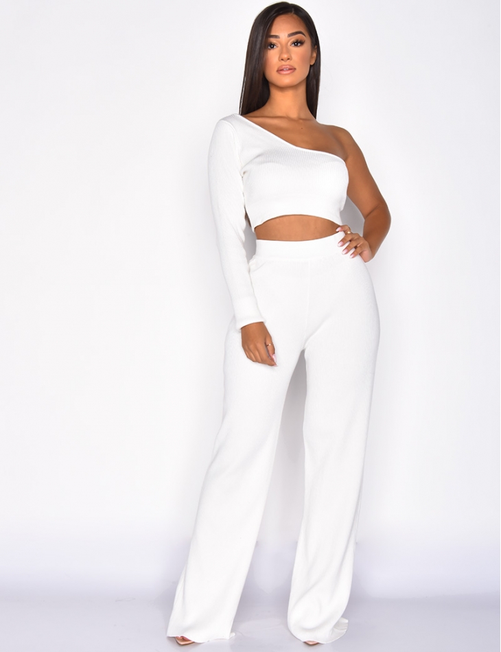 Ribbed Crop Top and Trousers Co-ord