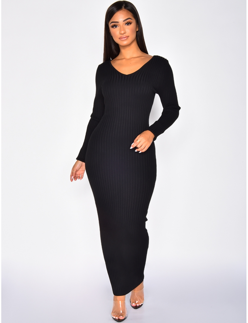 Long Ribbed Bodycon Dress - Jeans Industry