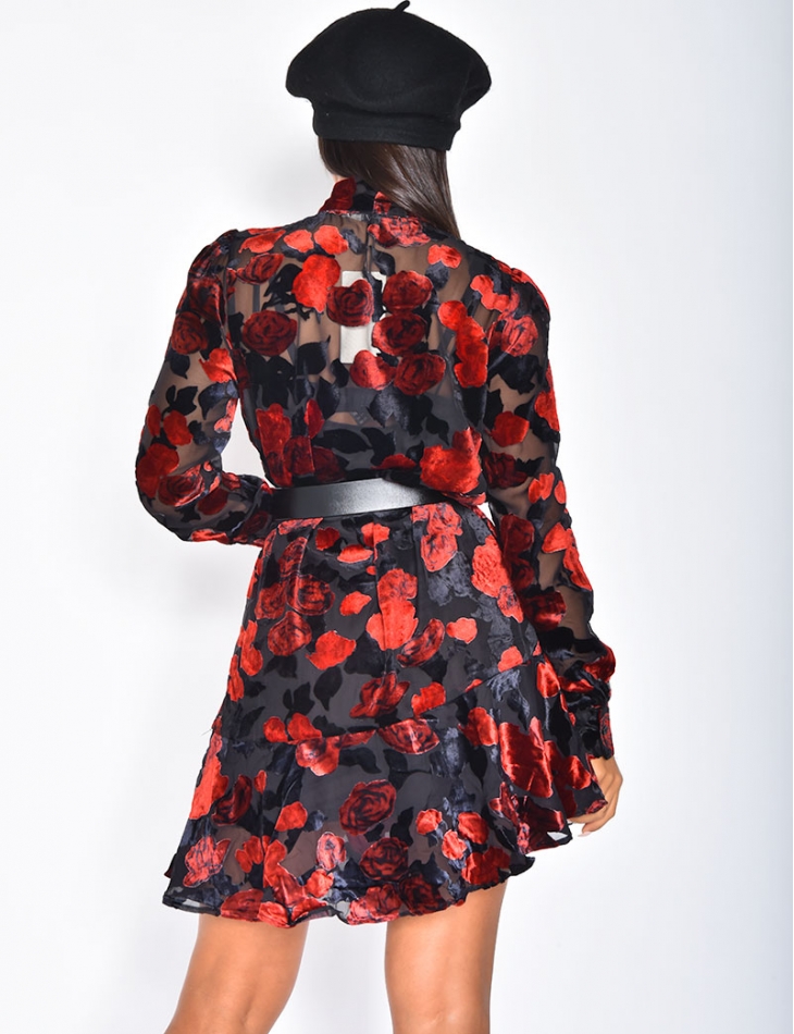 Dress with Rose Pattern