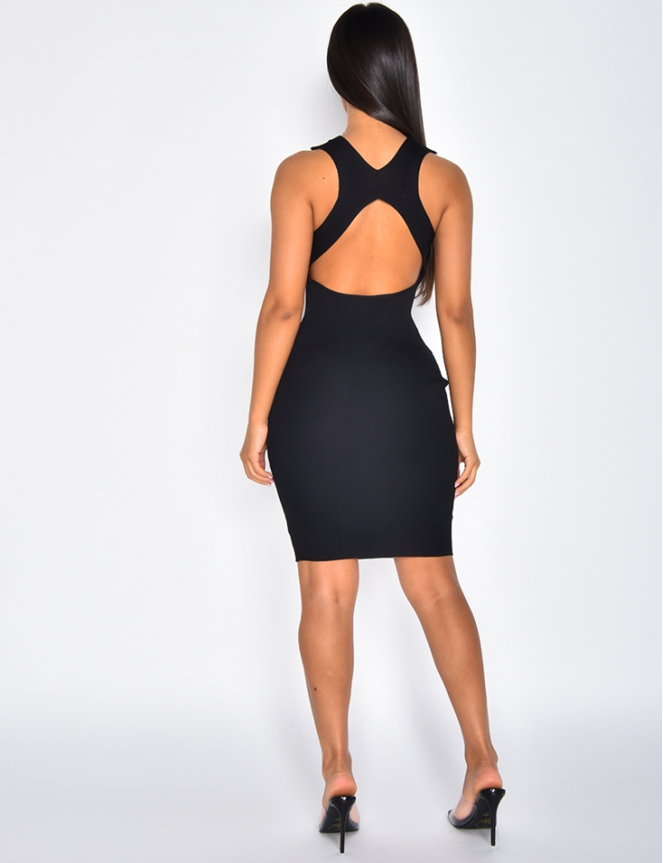 Ribbed Dress with Crossover Back
