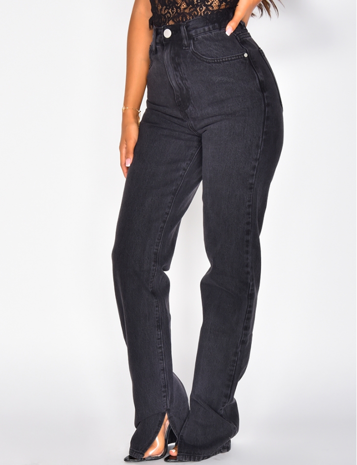 Straight Leg Jeans with Slits