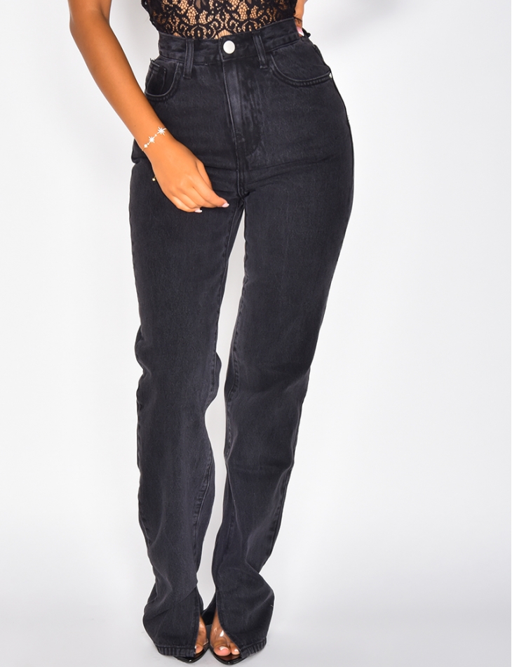 Straight Leg Jeans with Slits