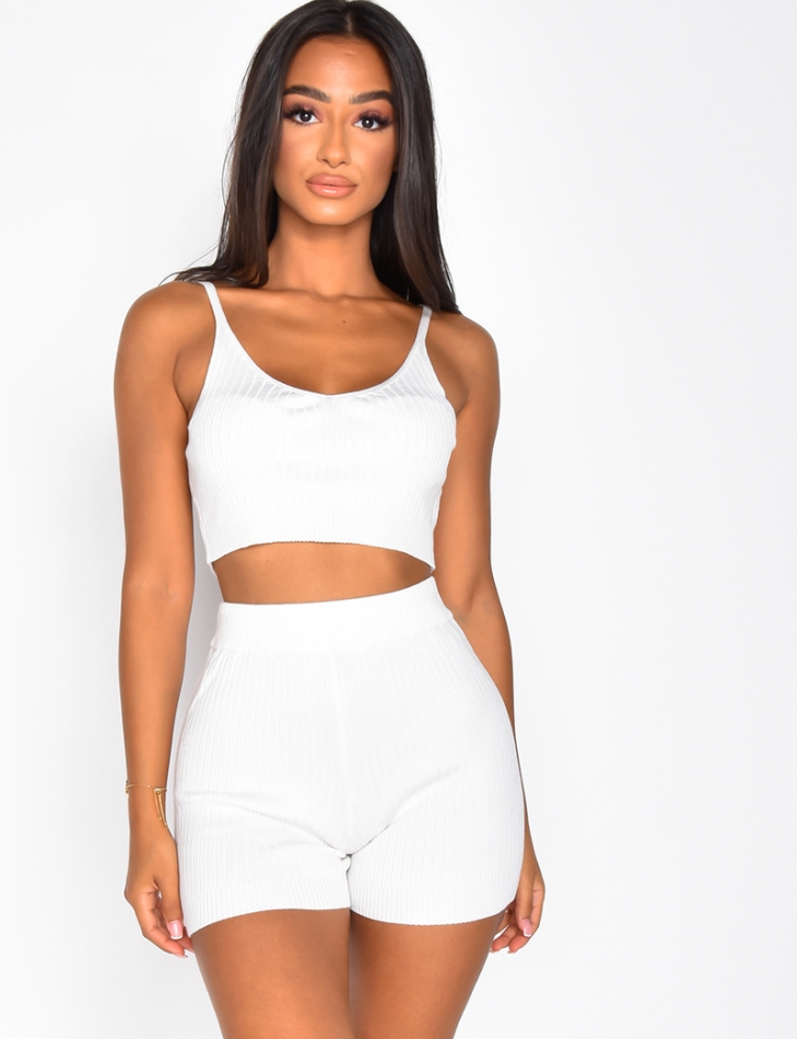 Ribbed Bra and Shorts Co-ord