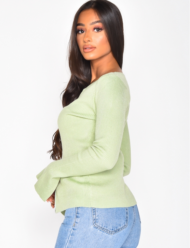 Ribbed Jumper with Zip
