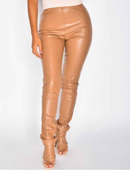 Faux Leather Leggings with Slits