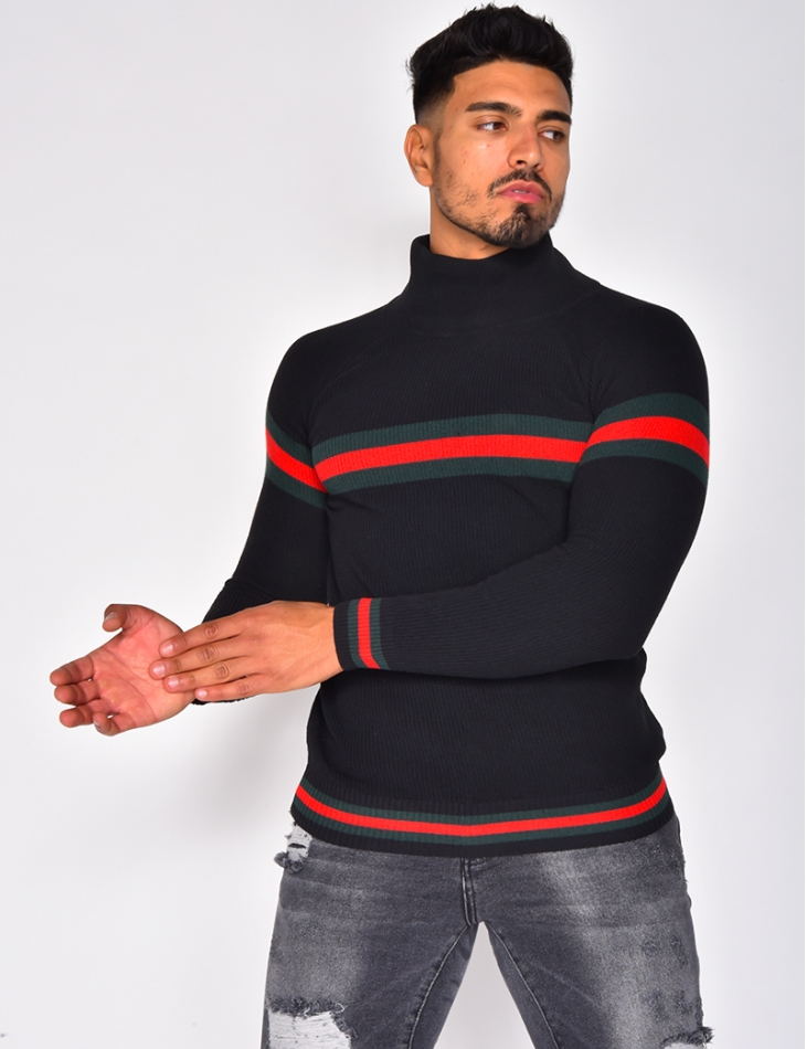 High Neck Jumper with Bands