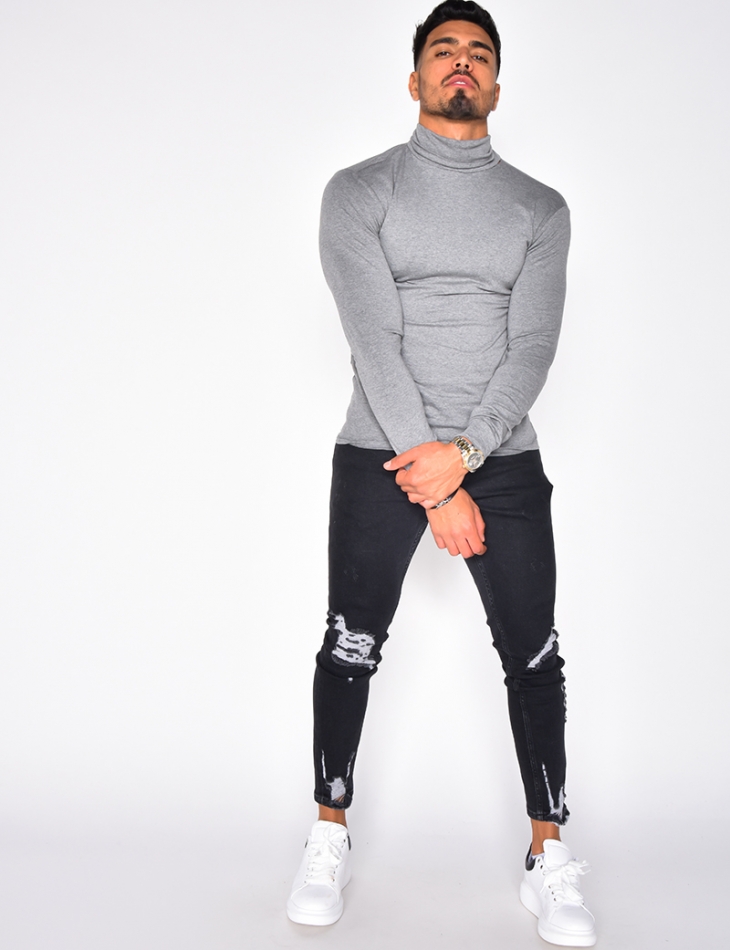 Long Sleeved T-shirt with Polo Neck