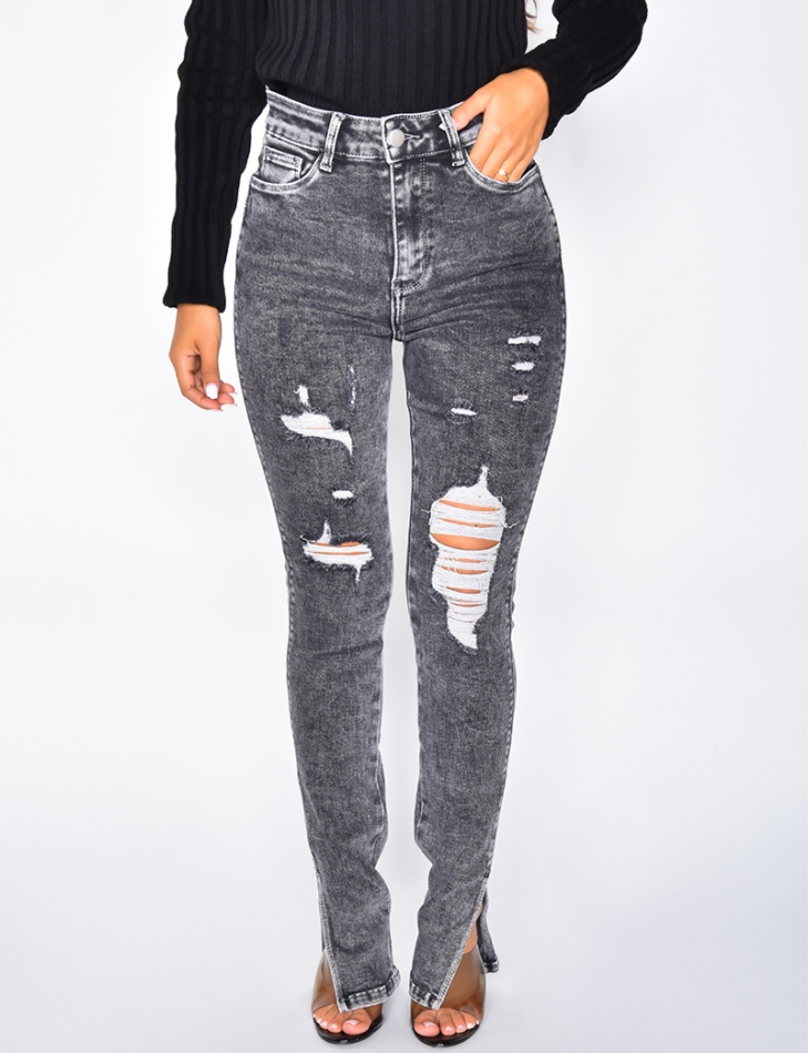 Jeans High Waist In Destroyed Optik Mit Schlitzen Jeans Industry