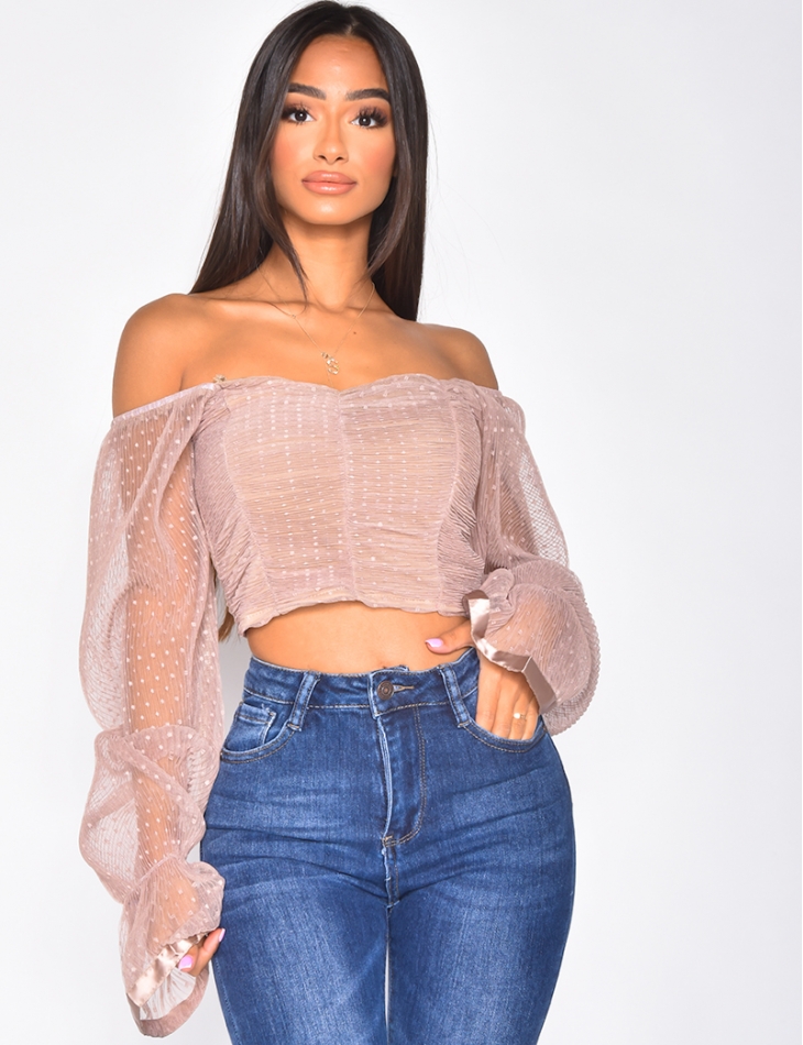 Tulle and Plumetis Crop Top