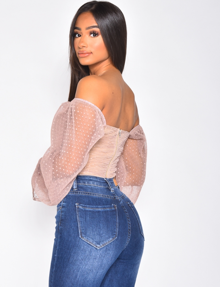 Tulle and Plumetis Crop Top