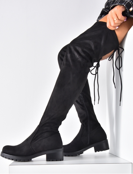Flat Suedette Thigh High Boots