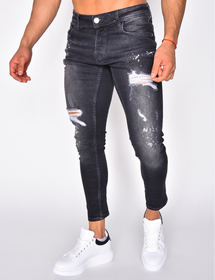 Ripped Jeans with Paint Flecks