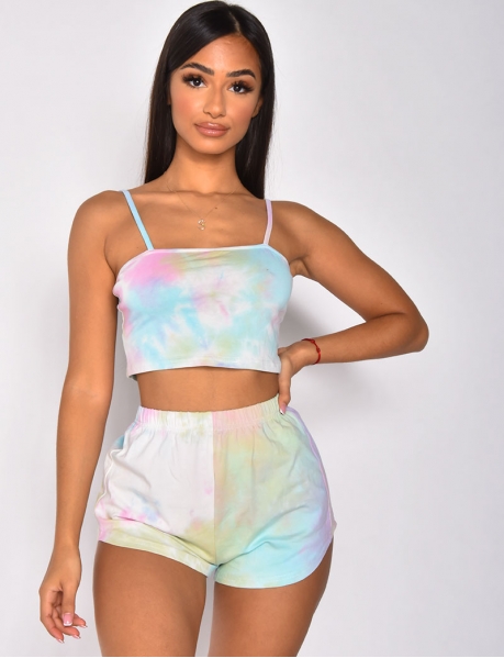 Multicoloured Shorts and Bralette set