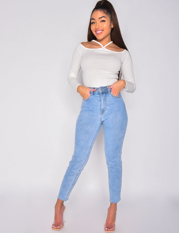 Jeans basic taille haute