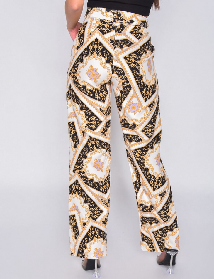 Pantalon de tailleur à motifs baroque