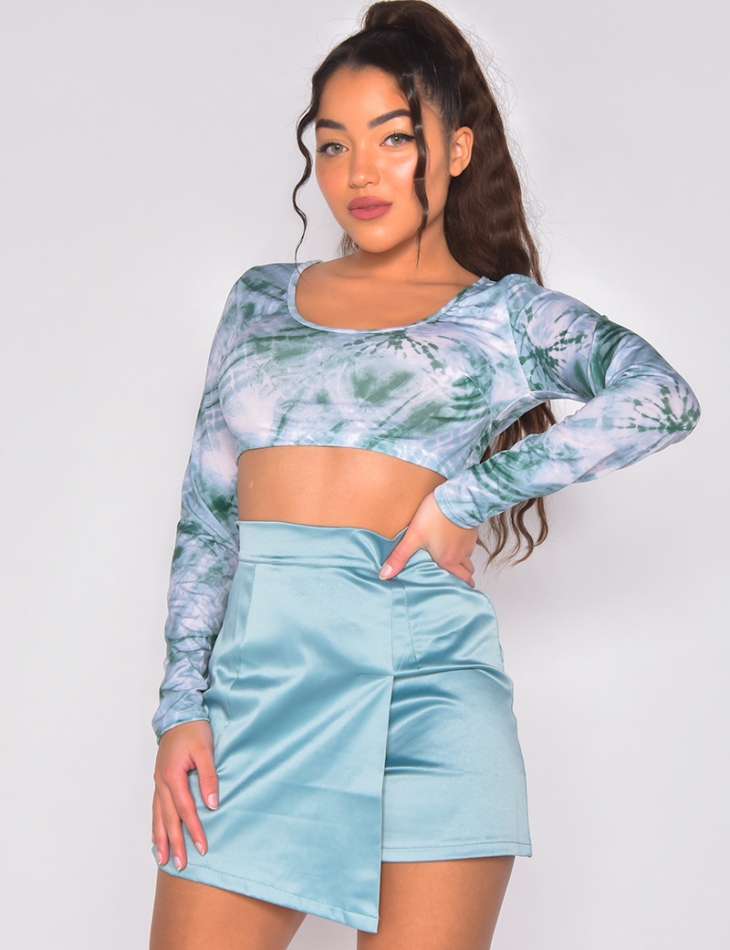 Crop-top  manches longues tie and dye