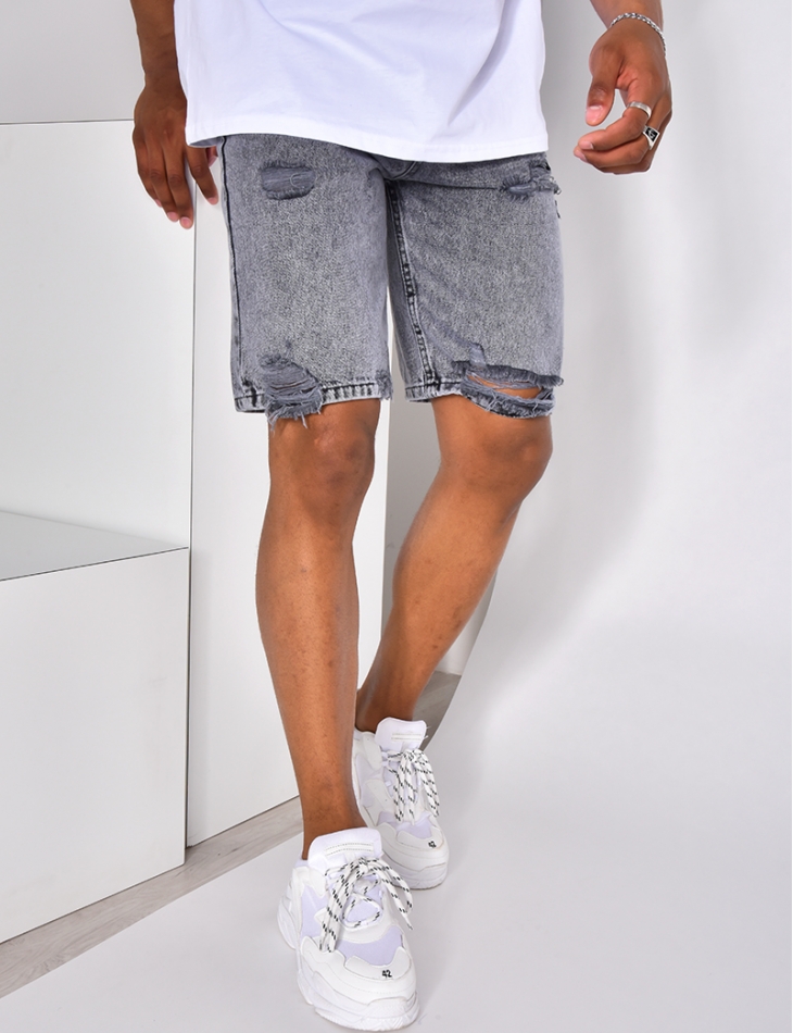 Herren Shorts Bermuda Jeansshorts Destroyed Wash Clubwear Modell E7556