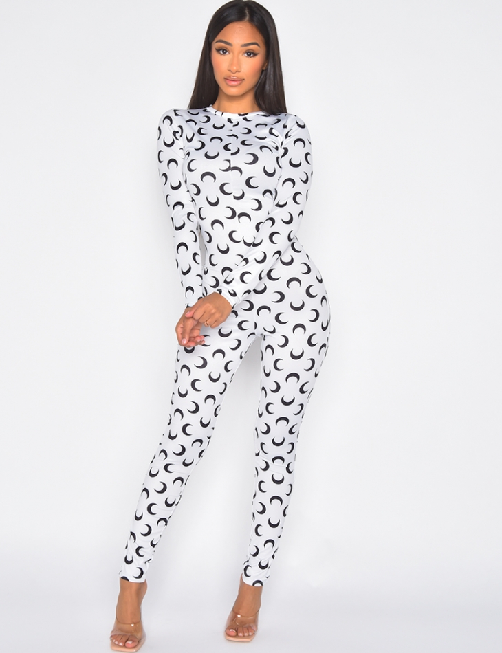 Bodycon Jumpsuit with moon pattern