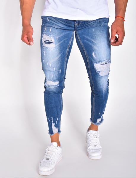 Faded Blue Ripped Skinny Jeans