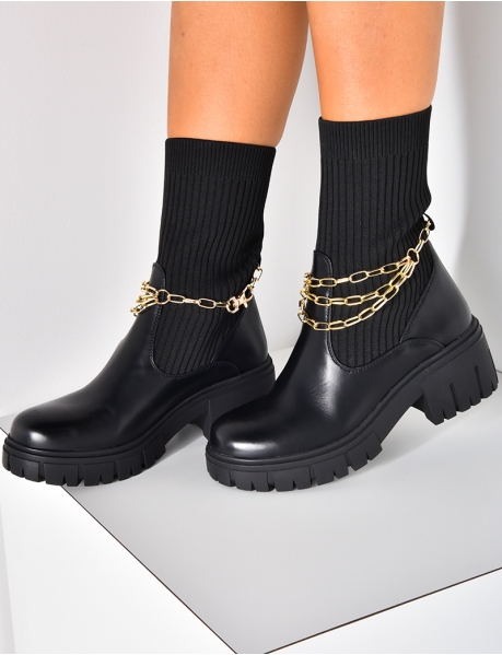 Sock boots with removable chain