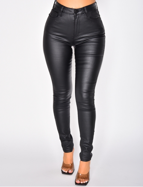 High Waisted Slim Fit Oiled Jeans