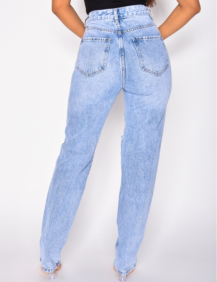 Jeans High Waist in Destroyed-Optik