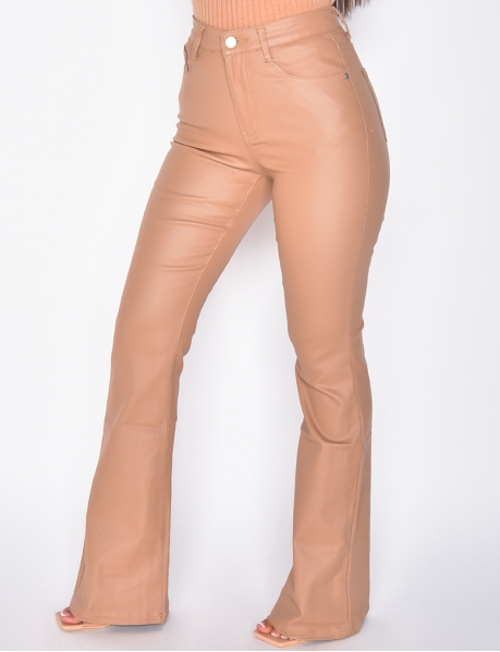 Taupe High Waisted Oil Wash Jeans