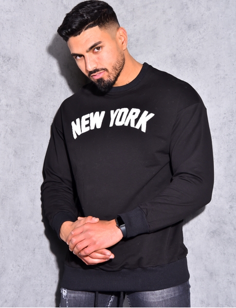 Sweatshirt mit dem Schriftzug "New York" im Prägedruck