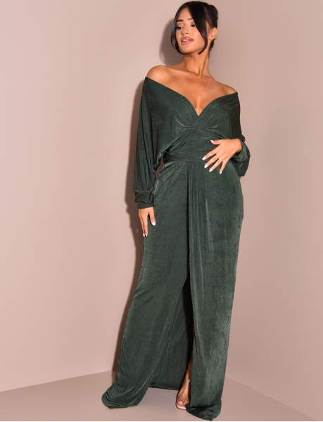 Long Loose Fit Dress with Slit and Cut-out Back