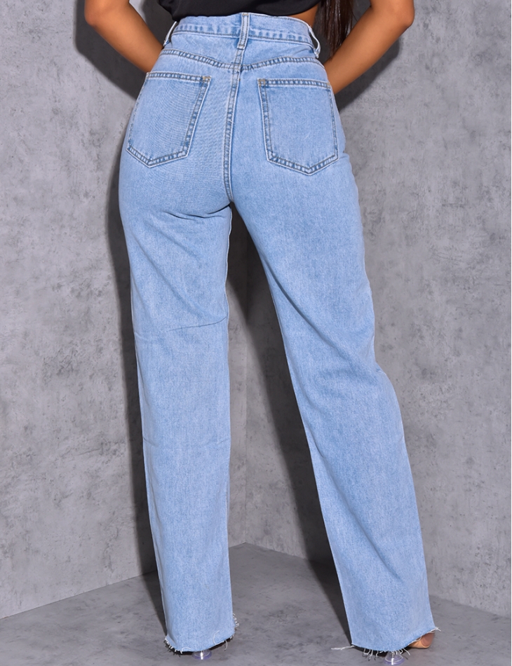 Jeans High Waist, gerader Schnitt
