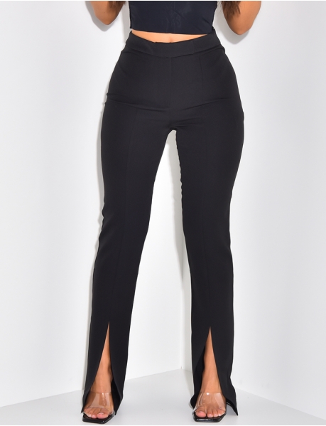Straight Leg Tailored Trousers with Slits