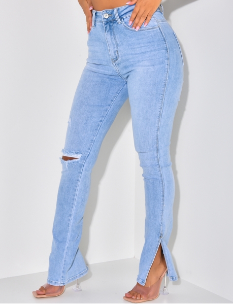Slim-Fit-Jeans in Destroyed-Optik mit Schlitzen