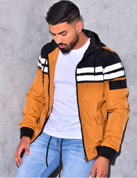 Hooded Bomber Jacket with Bands