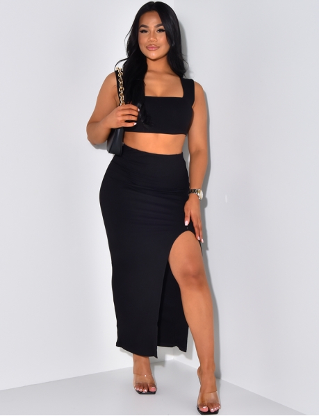 Ribbed Bralette and Skirt Co-ord
