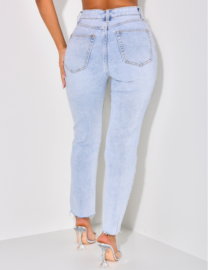 Jeans mom stretchy taille haute