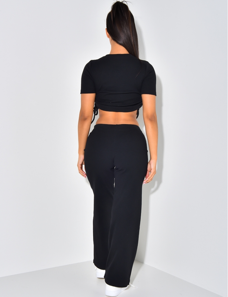 -Trousers and Ribbed T-shirt Co-ord