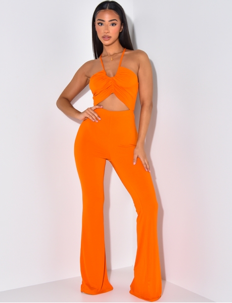 Loose Fit Cut-Out Jumpsuit with Tie