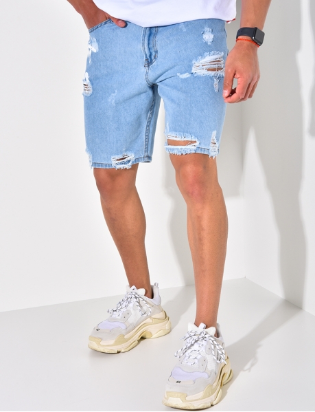 Ripped Shorts with Writing