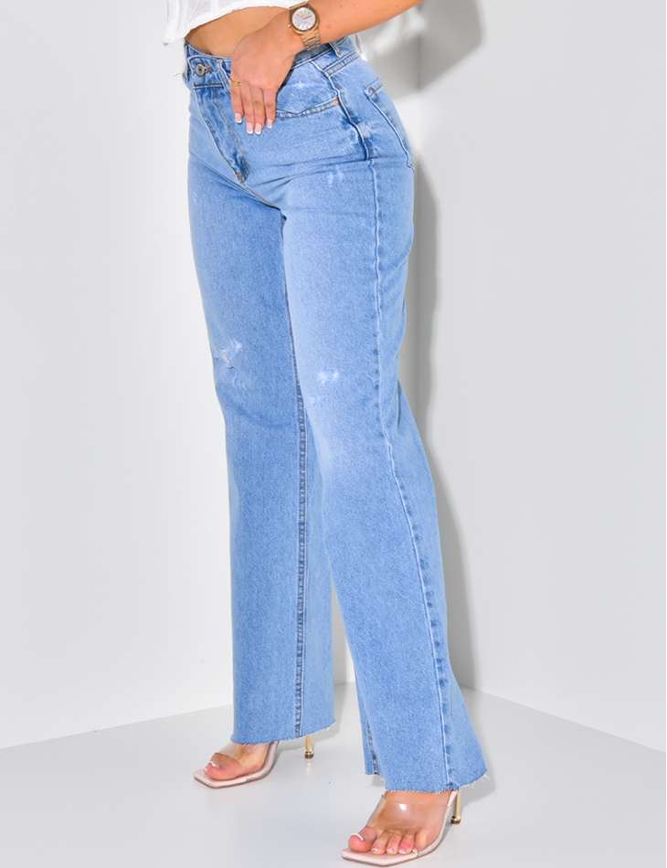 Jeans taille haute large