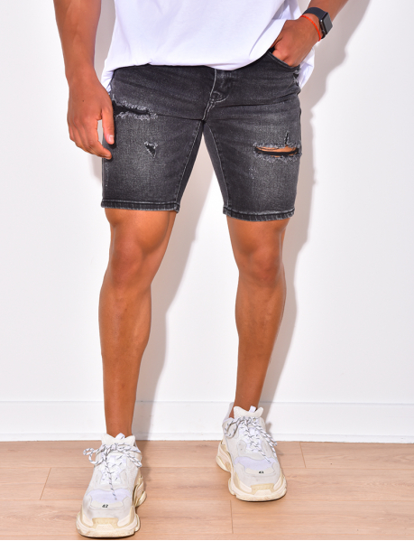 Shorts aus Jeansstoff in Destroyed-Optik