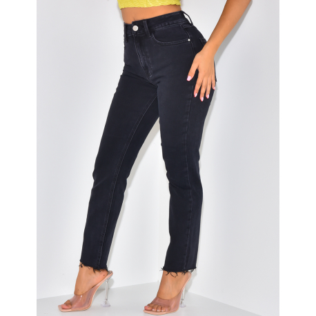 Jeans mom taille haute ultra stretchy noir