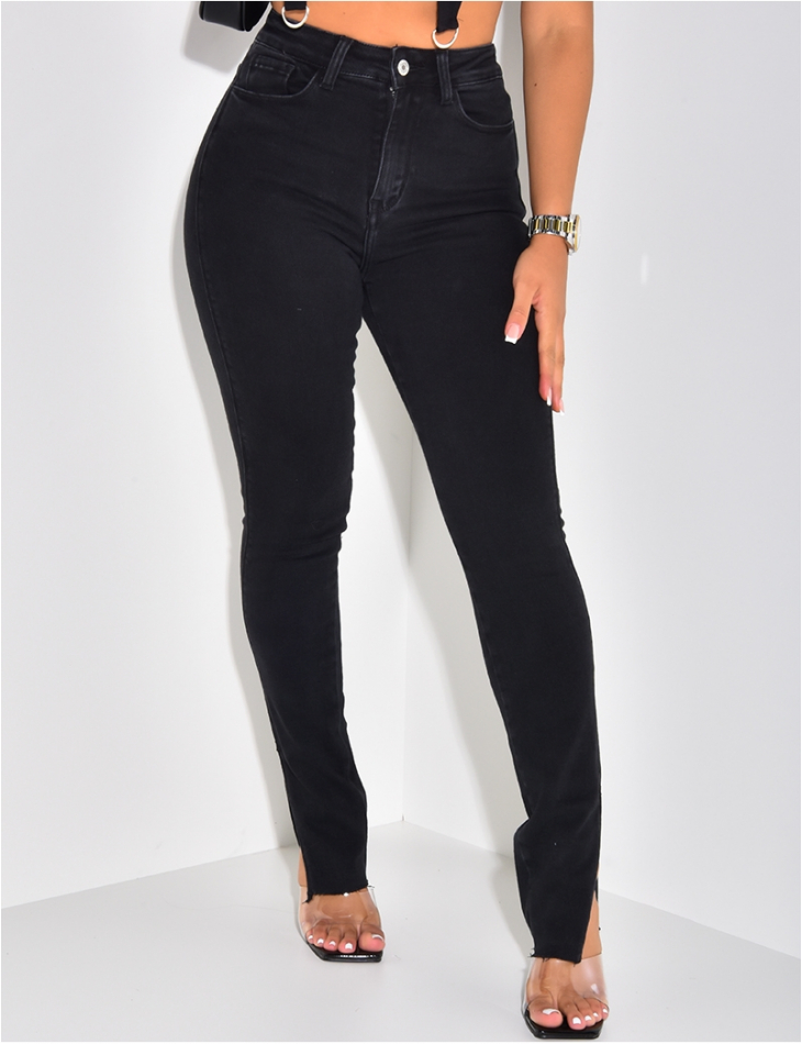 Slim High Waisted Jeans with Slits