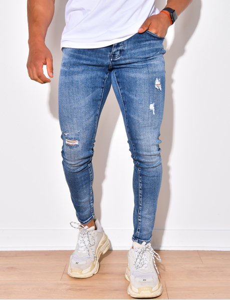 Slim-Fit-Jeans in Destroyed-Optik