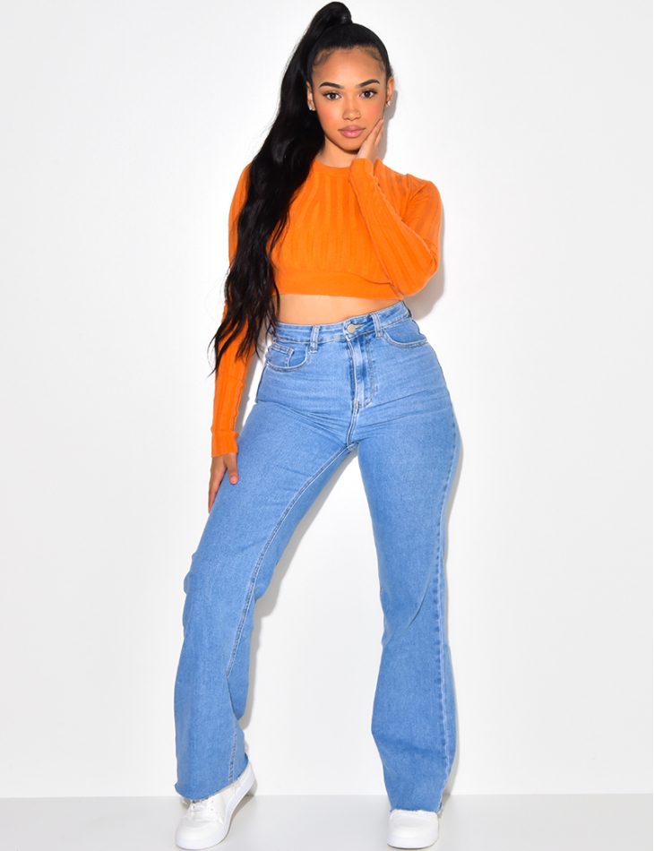pull crop top col rond