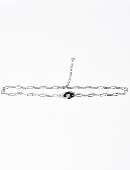 Silver link choker with handcuffs