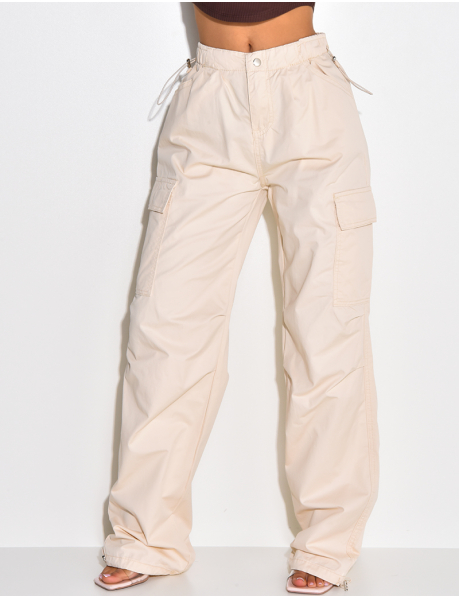 Wide-leg Cargo Trousers with Pockets