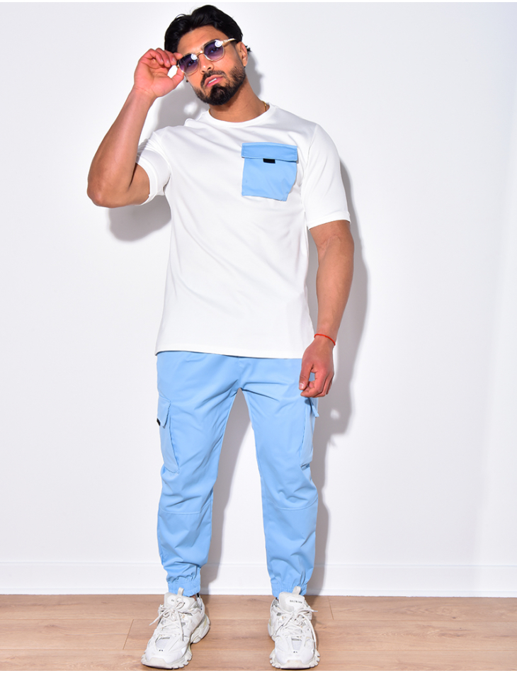 Blue Cargo Pants with White Crew-neck T-shirt Outfits (37 ideas & outfits)