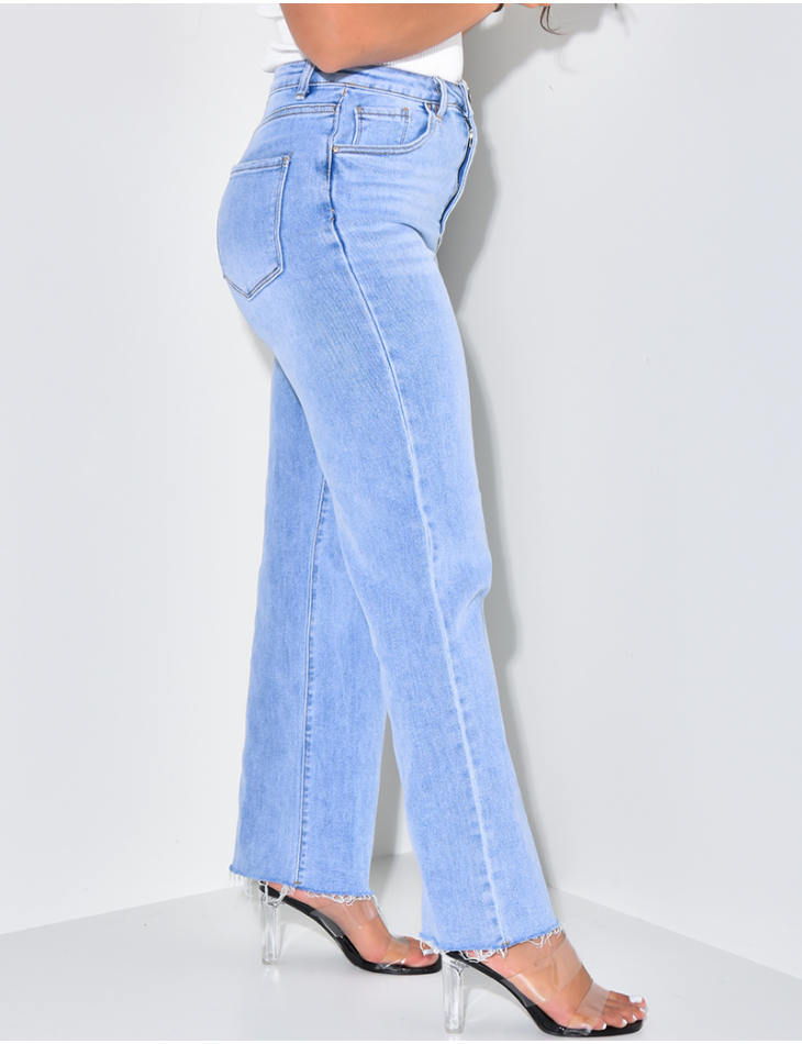 Jeans coupe droite ultra stretchy taille haute